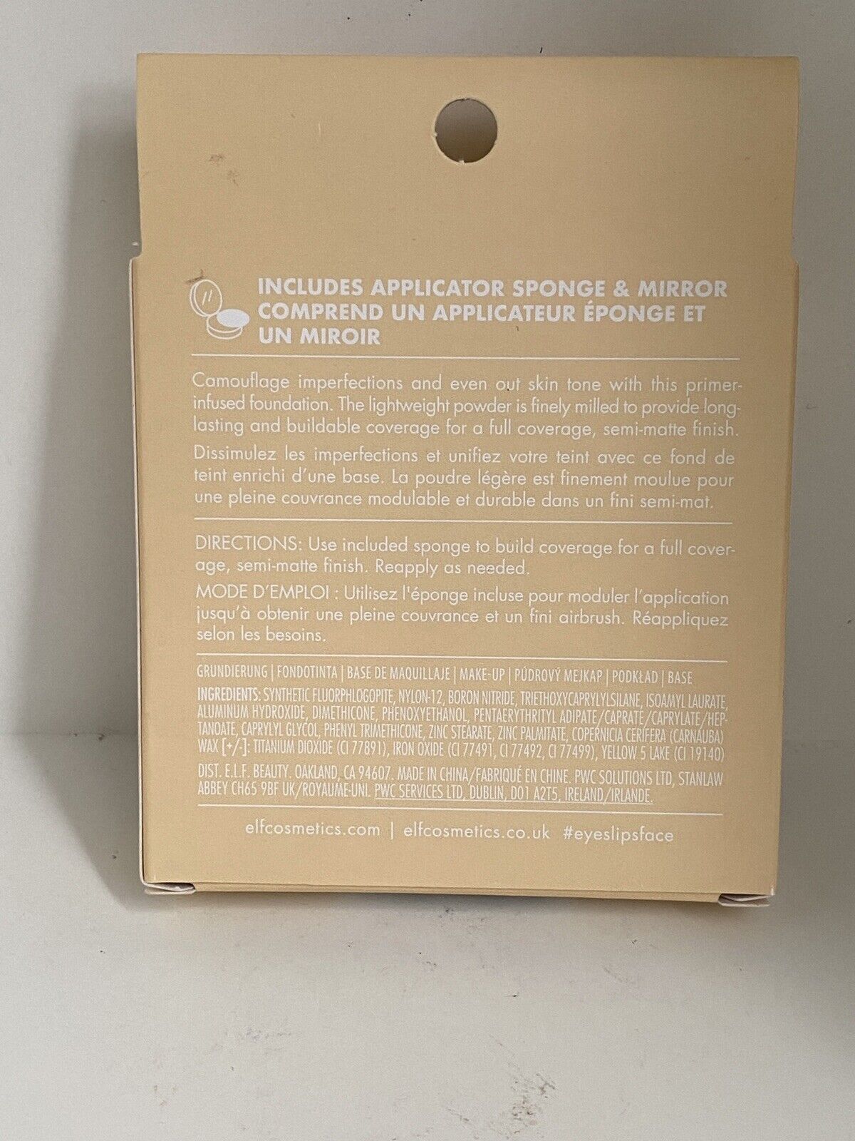 e.l.f. Camo Powder Foundation, Buildable/Long Lasting Primer-Infused Fair 140W