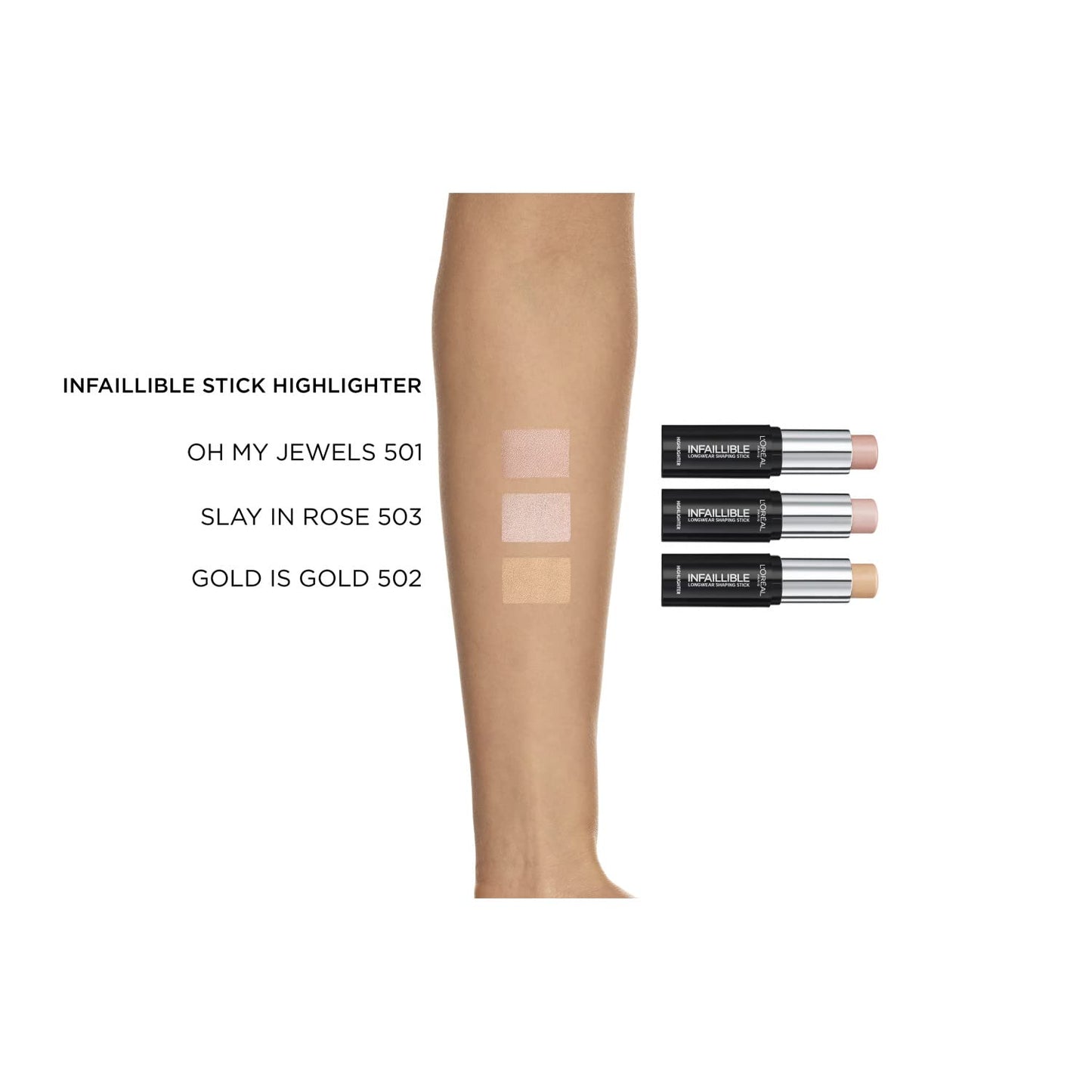 L’Oréal Paris Infallible highlight shaping stick highlighter, gold is cold, 9 g, Gold