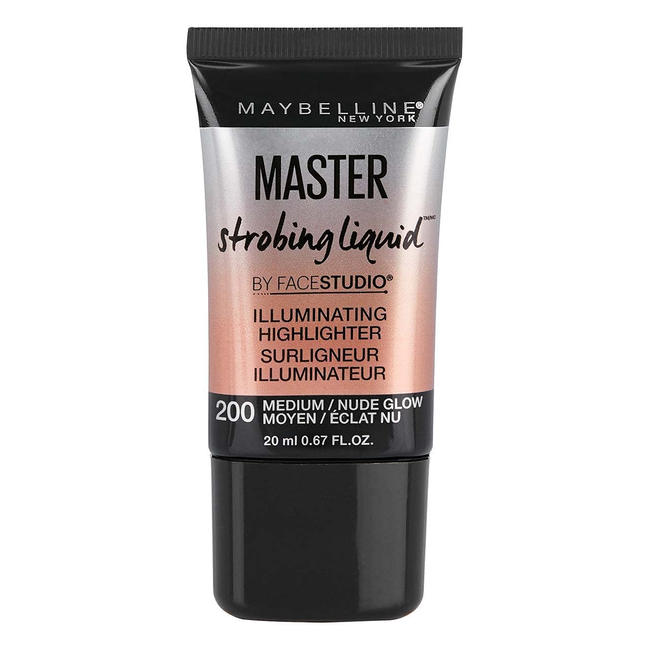 Maybelline Master Strobing Liquid Illuminating Highlighter, 200 Medium Nude Glow, 0.67 Fl Oz - Pack of 2