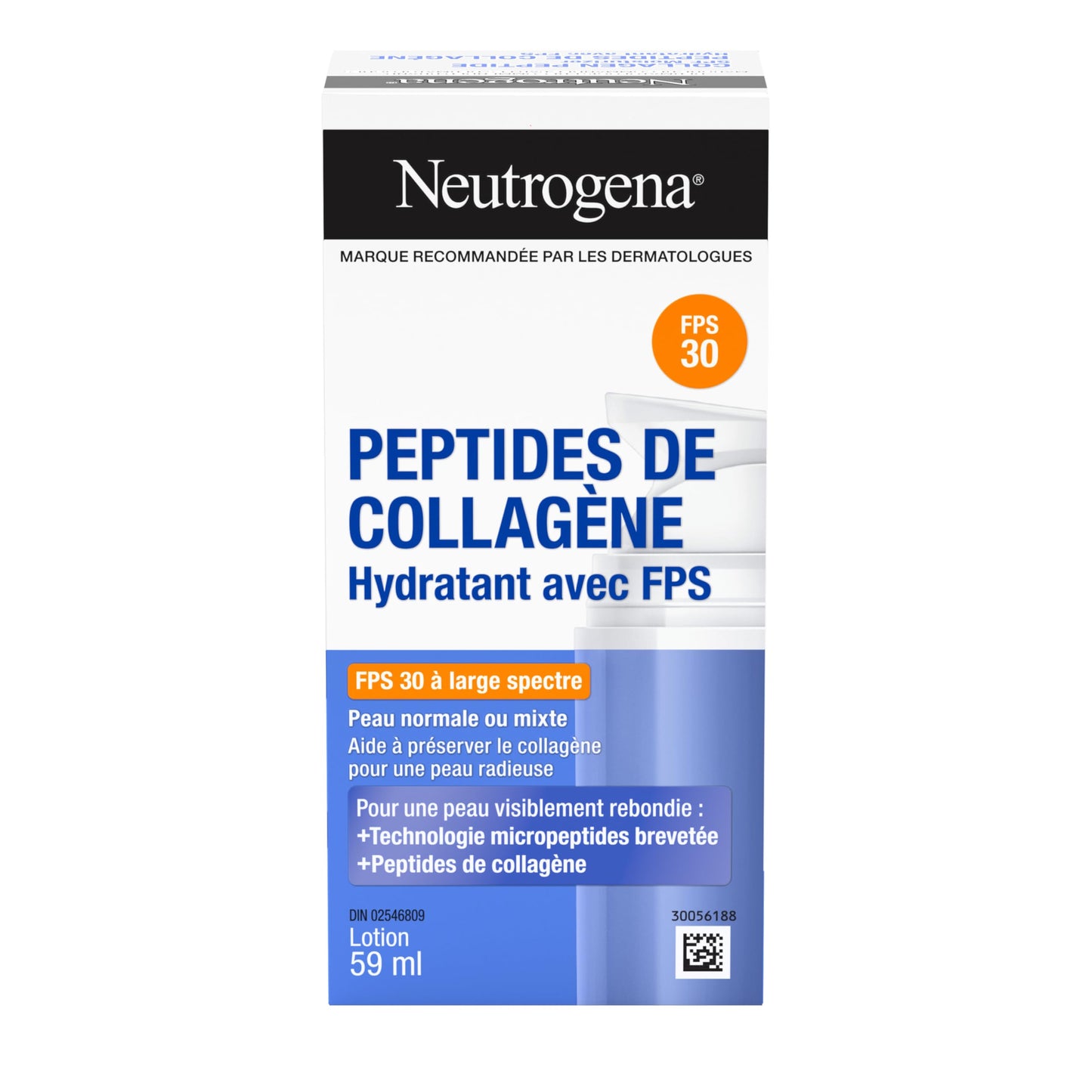Neutrogena Collagen Peptide Moisturizer with SPF 30 Sunscreen, Daily Anti-Aging Face & Neck Collagen Peptide Cream with Micro-Peptides & SPF, 59 mL