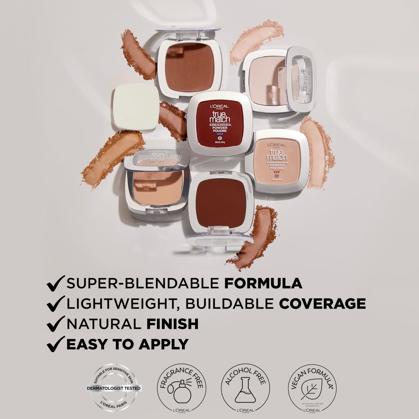 L’Oréal Paris True Match Super-Blendable Oil Free Makeup Powder, Packaging May Vary, Natural Ivory, 0.33 oz.