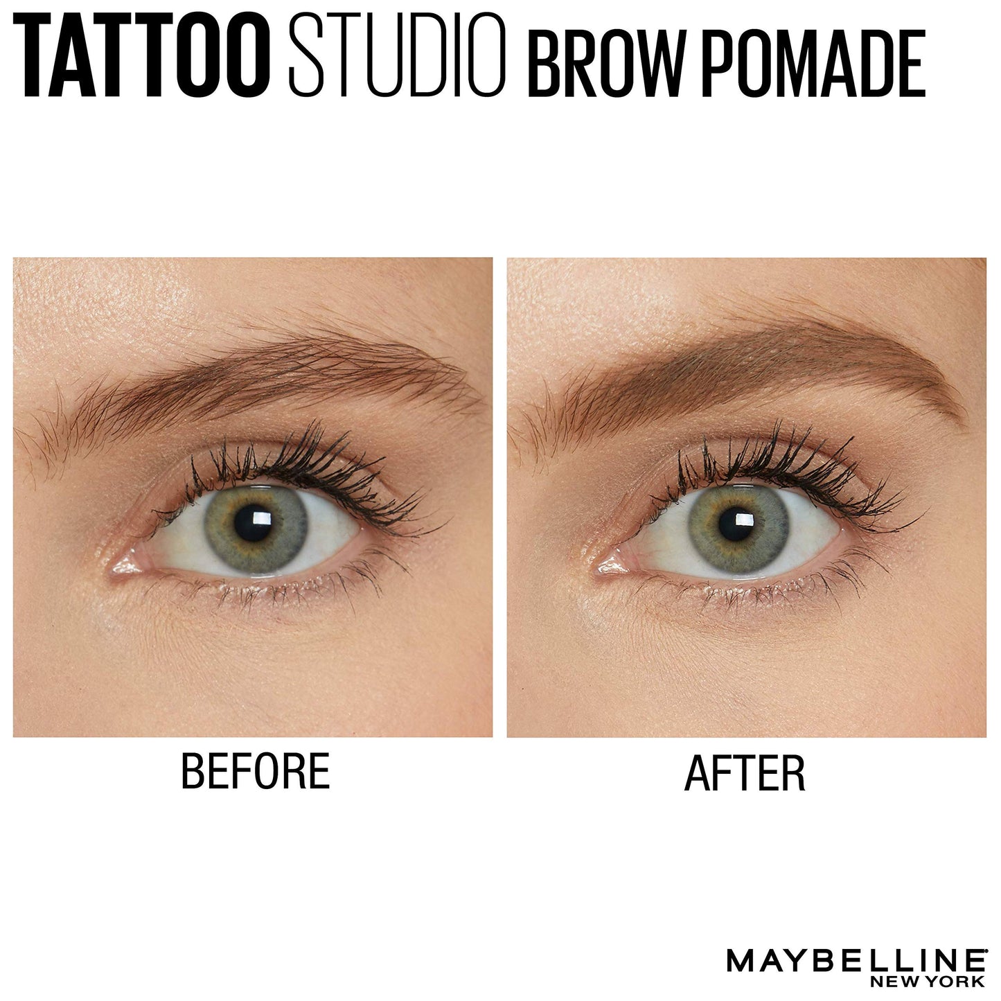 Maybelline New York Tattoo studio Brow Pomade Long Lasting, Buildable, Eyebrow Makeup, Light Blonde, 0.106 Oz