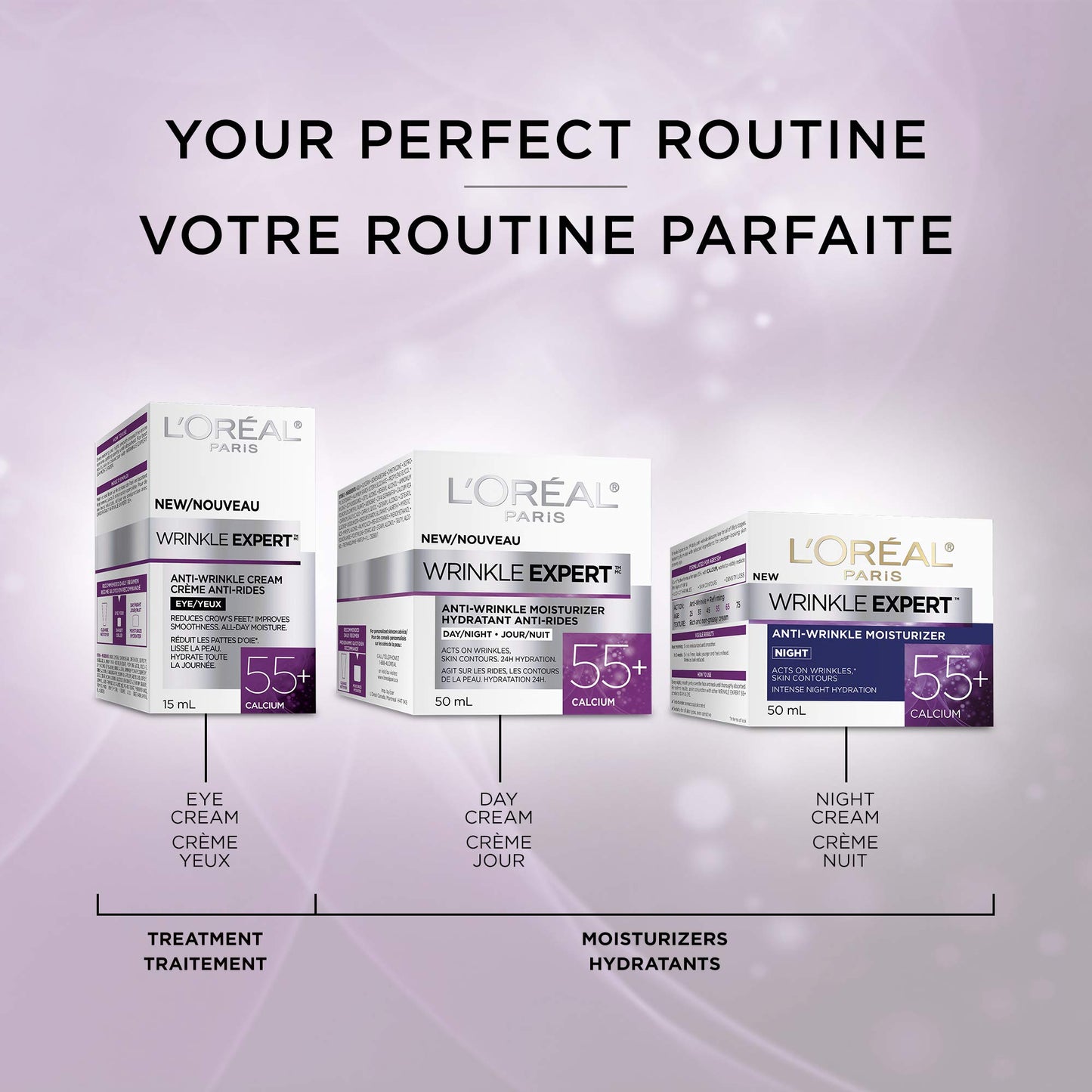 L'Oreal Paris Anti-Aging Face Cream 55+, Night Skincare, Wrinkle Expert, With Calcium to Reduce the Look of Wrinkles, 50mL