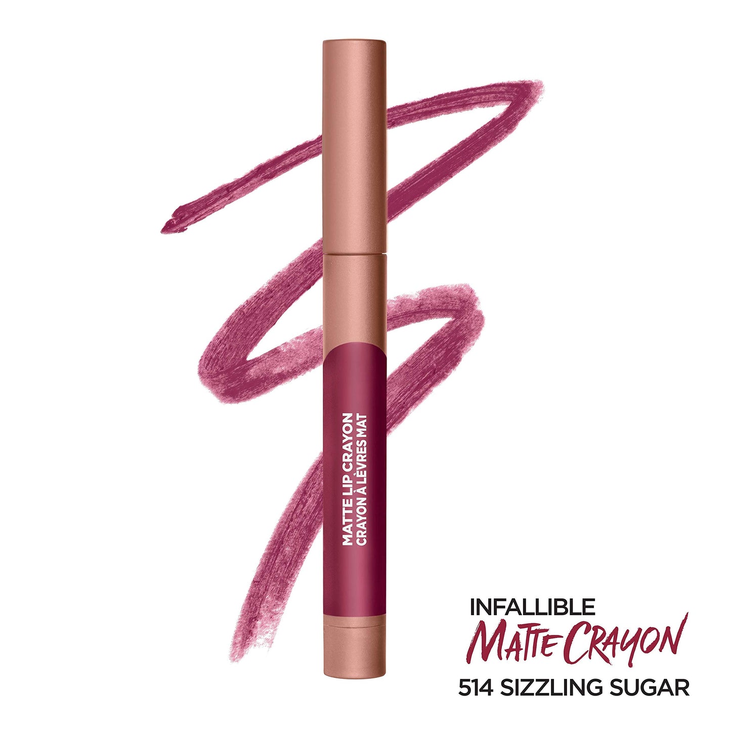 L’Oréal Paris Infallible Matte Lip Crayon, Sizzling Sugar 514, 3.6 Grams