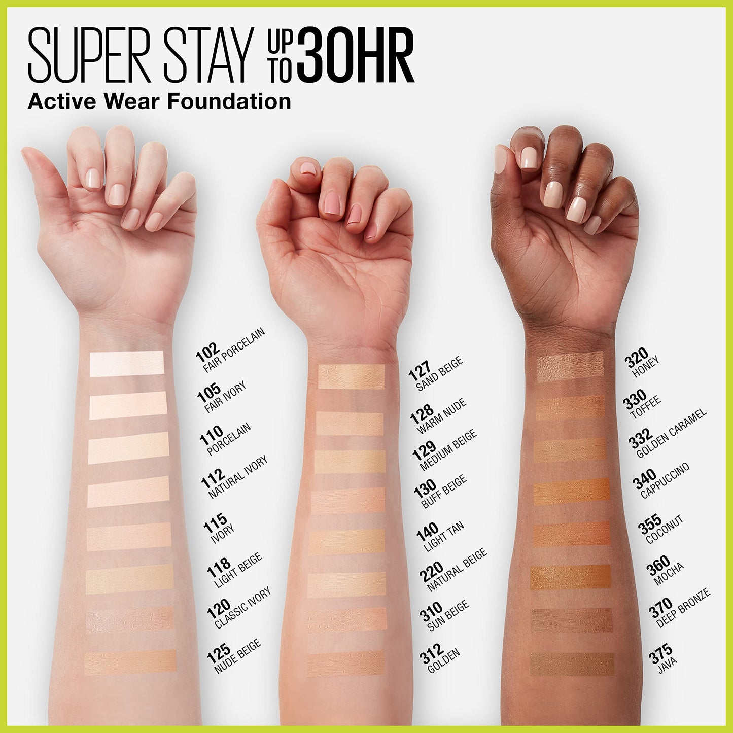 Maybelline Liquid Foundation, Full Coverage, Lightweight Feel, Waterproof, Sweatproof, Transfer-Resistant, Natural Matte Finish, Super Stay Active Wear, 30 ml, Shade: 220 Natural Beige