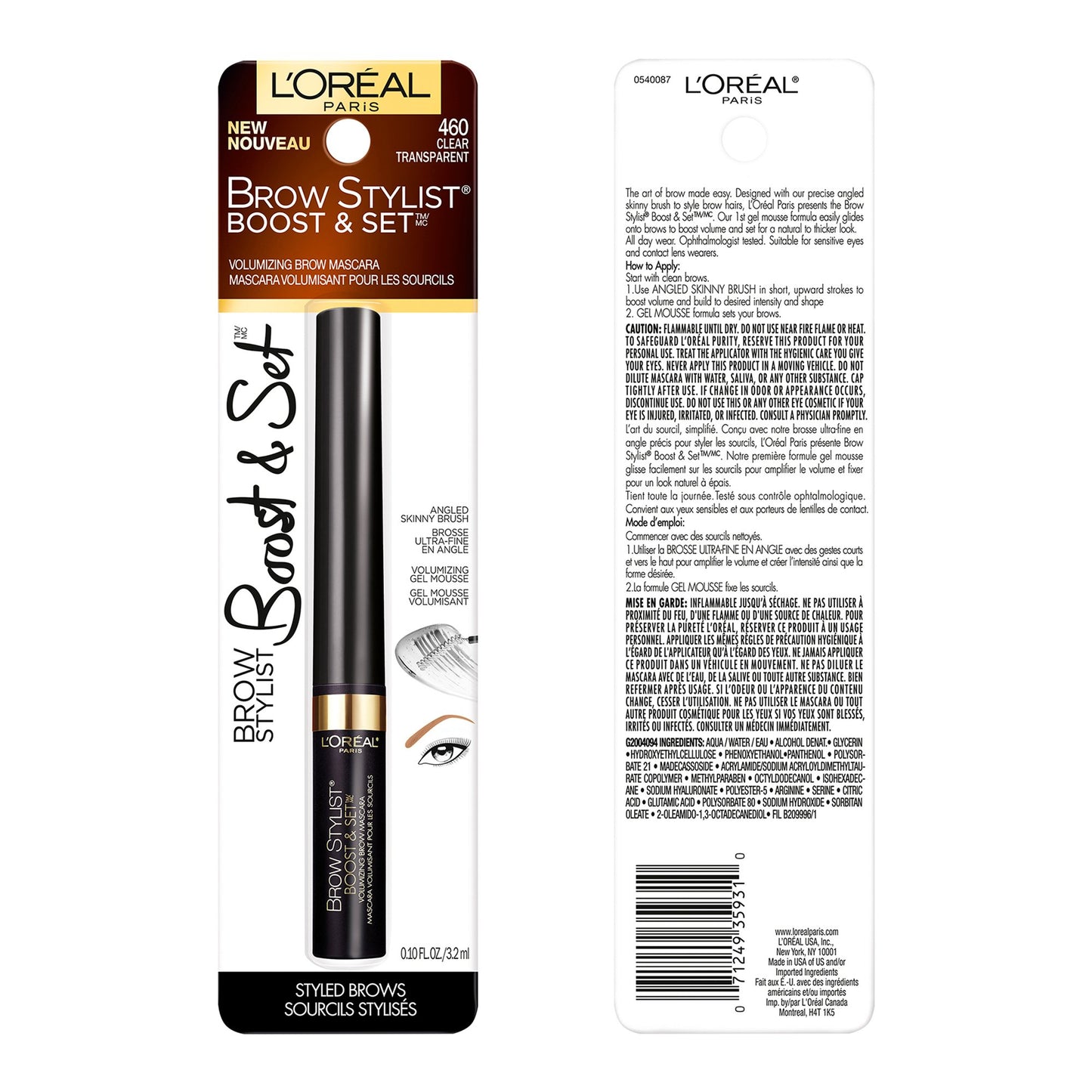 L'Oreal Paris Brow Stylist Boost & Set Brow Mascara Brow Gel