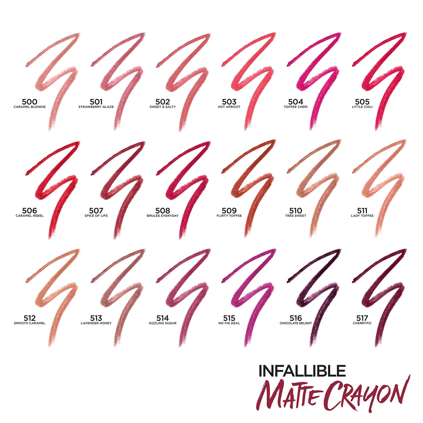 L’Oréal Paris Infallible Matte Lip Crayon, Sizzling Sugar 514, 3.6 Grams