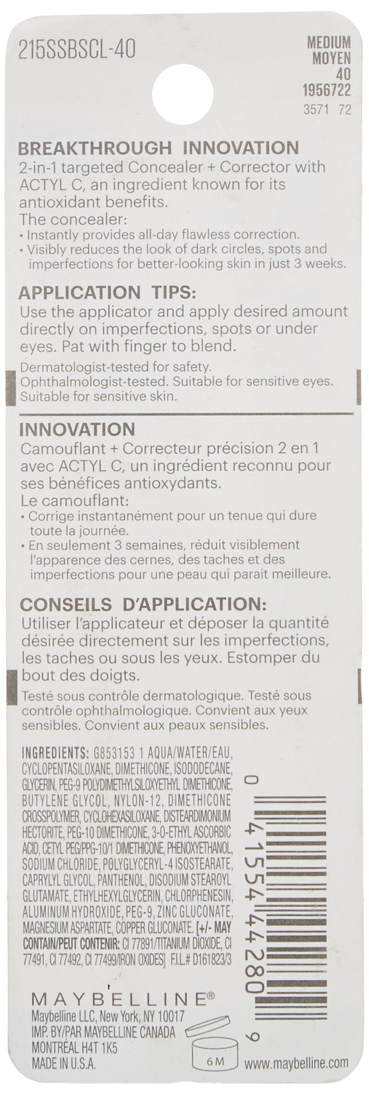 Maybelline New York Superstay Better Skin Concealer, Medium, 0.25-Fluid-Ounce
