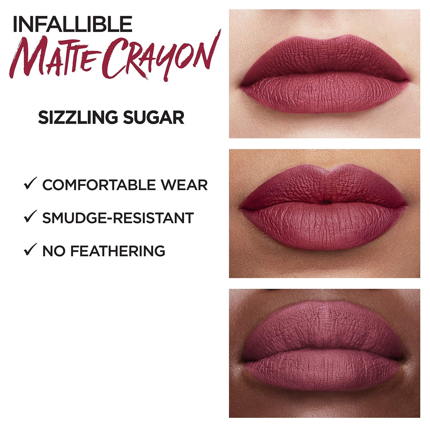 L’Oréal Paris Infallible Matte Lip Crayon, Sizzling Sugar 514, 3.6 Grams