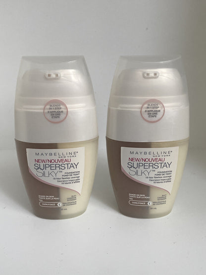 2 X Maybelline Superstay Silky Foundation TAN (DARK#1)