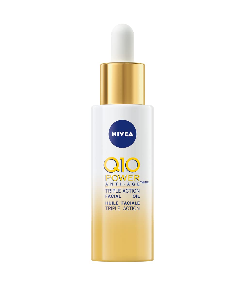 NIVEA Q10 Power Anti-Age Triple-Action Facial Oil (30 mL), NIVEA Q10 Anti-Aging Face Oil for Dry to Very Dry Skin, NIVEA Face Oil Provides Deep Nourishment & Illuminates Skin