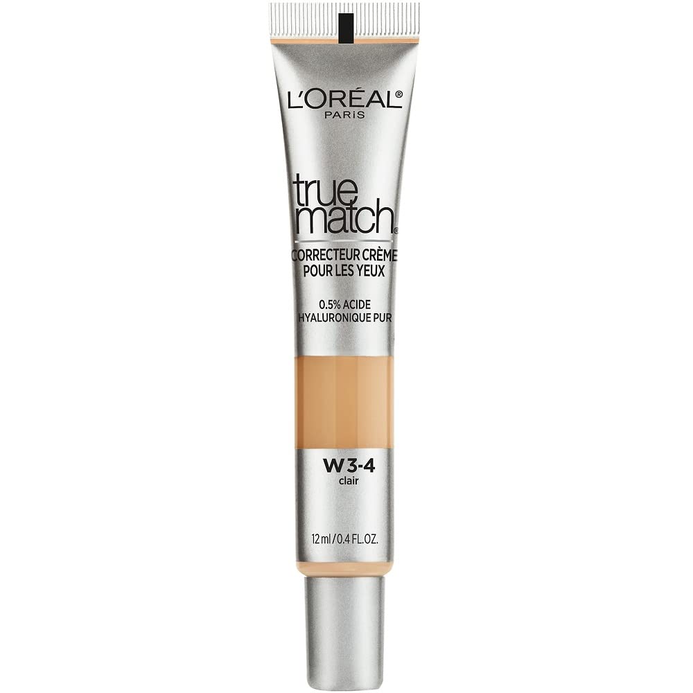 L’Oréal Paris True Match Eye Cream In A Concealer, Formulated With 0.5% Hyaluronic Acid, W3-4 Light