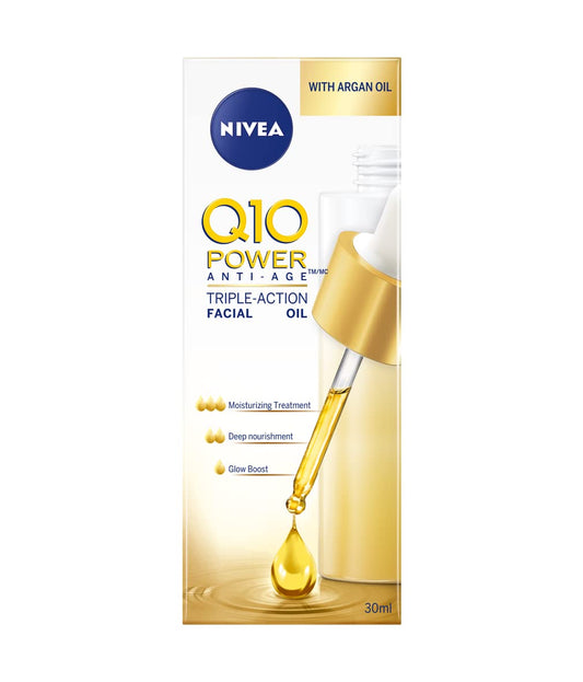 NIVEA Q10 Power Anti-Age Triple-Action Facial Oil (30 mL), NIVEA Q10 Anti-Aging Face Oil for Dry to Very Dry Skin, NIVEA Face Oil Provides Deep Nourishment & Illuminates Skin