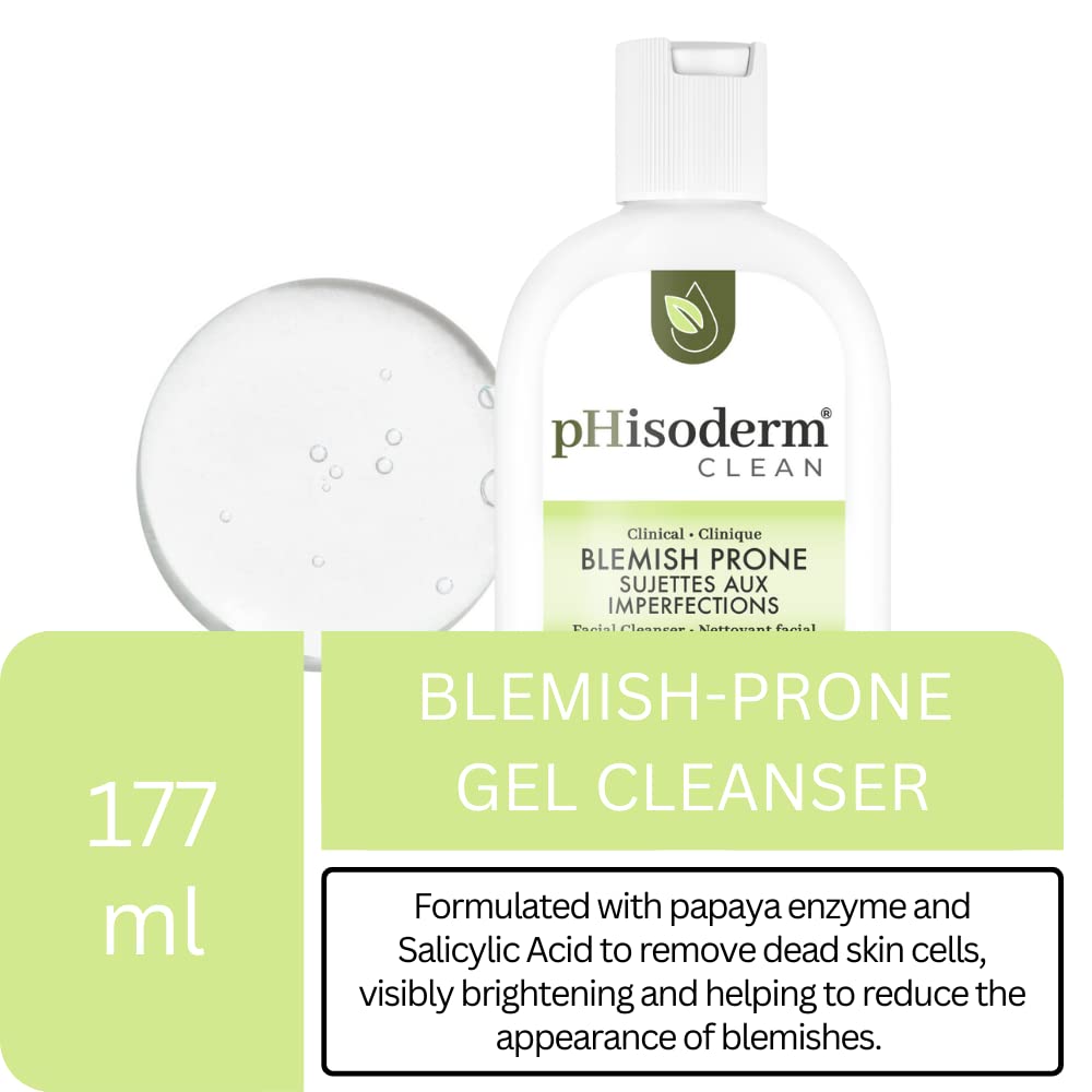 pHisoderm CLEAN Blemish-Prone Facial Cleanser with Salicylic Acid and Hyaluronic Acid, Paraben-Free, Soap-Free, Mineral Oil Free 177 ml (Pack of 1)