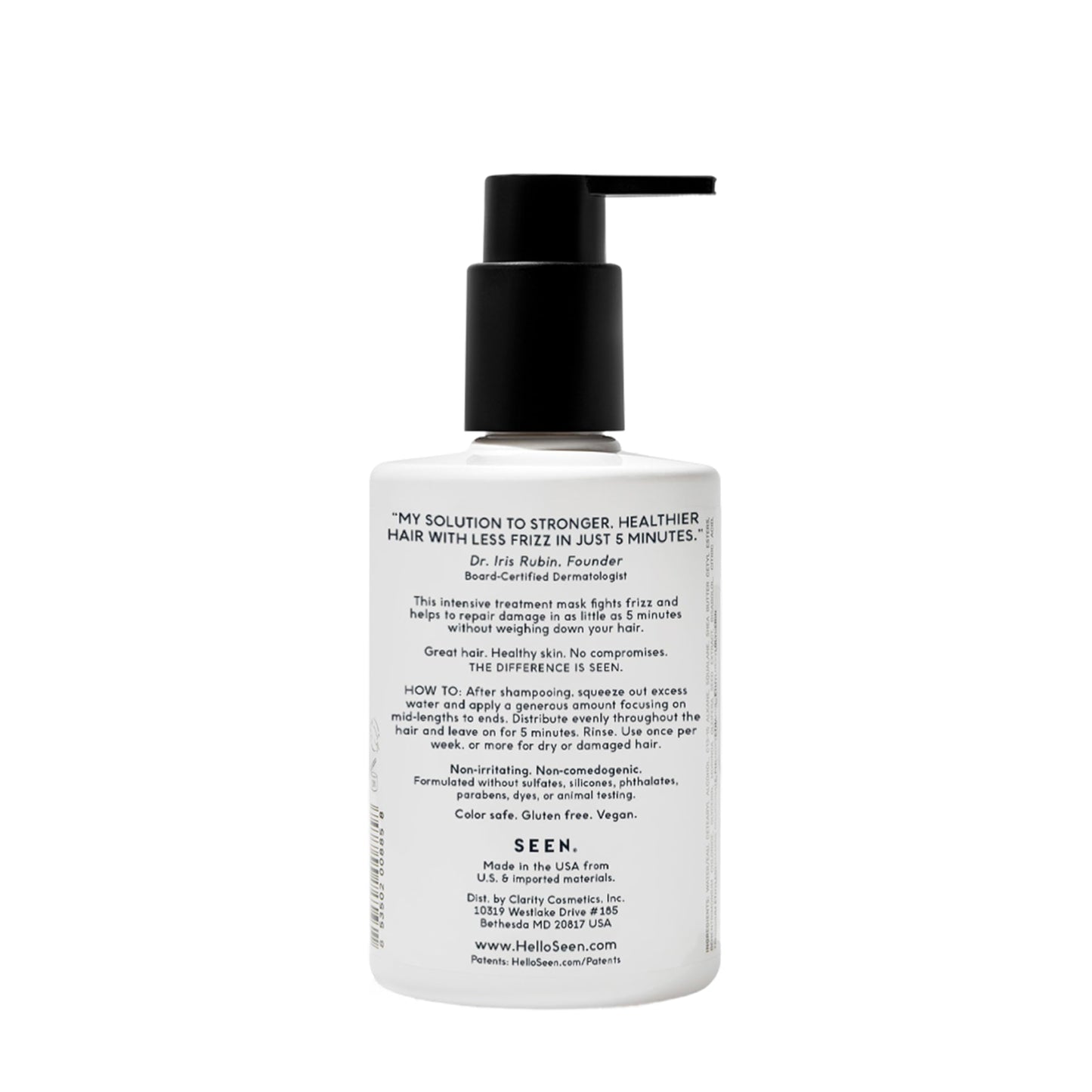 SEEN Frizz + Repair Treatment Mask - Scented- Fights Frizz, Repairs Damage for Stronger, Smoother, Healthier-Looking Hair - Safe for Sensitive Skin