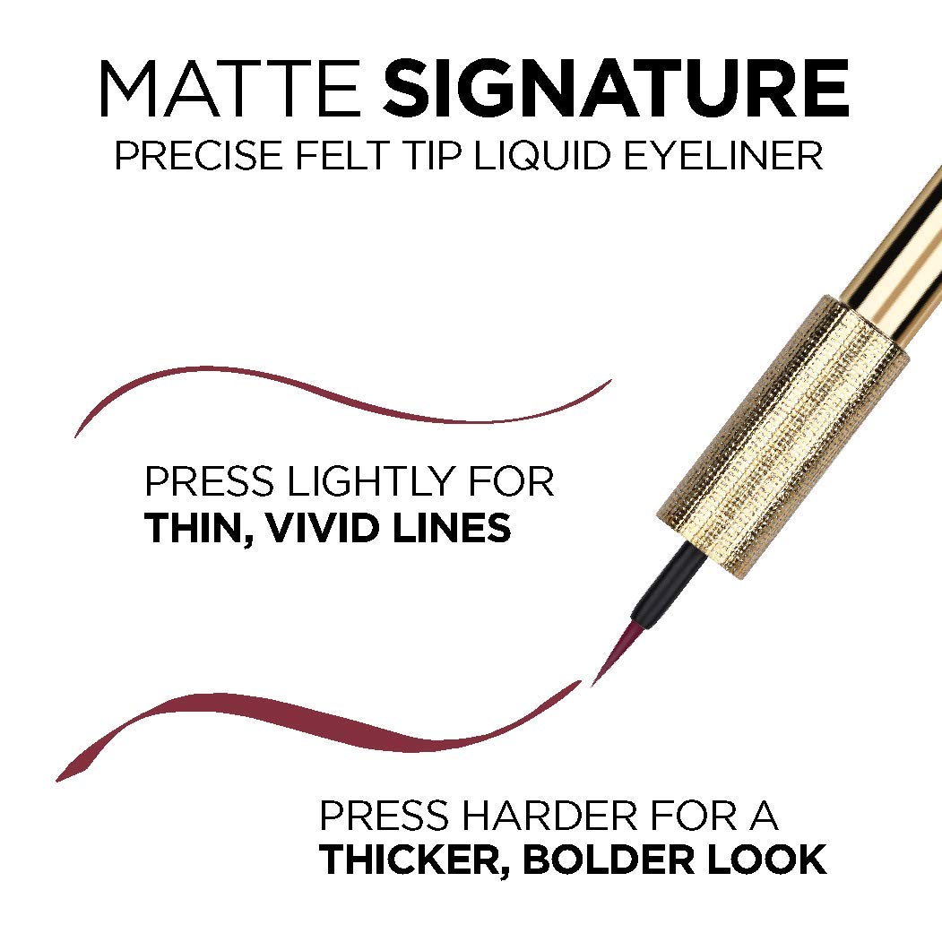 L’Oréal Paris Matte Signature Liquid dip-In Eyeliner, Ultra-Precise, Waterproof, Burgundy, 1.5 Milliliters