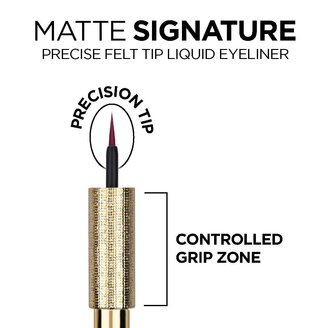 L’Oréal Paris Matte Signature Liquid dip-In Eyeliner, Ultra-Precise, Waterproof, Burgundy, 1.5 Milliliters