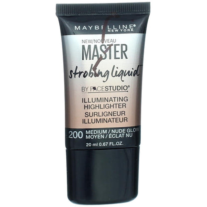 Maybelline Master Strobing Liquid Illuminating Highlighter, 200 Medium Nude Glow, 0.67 Fl Oz - Pack of 2