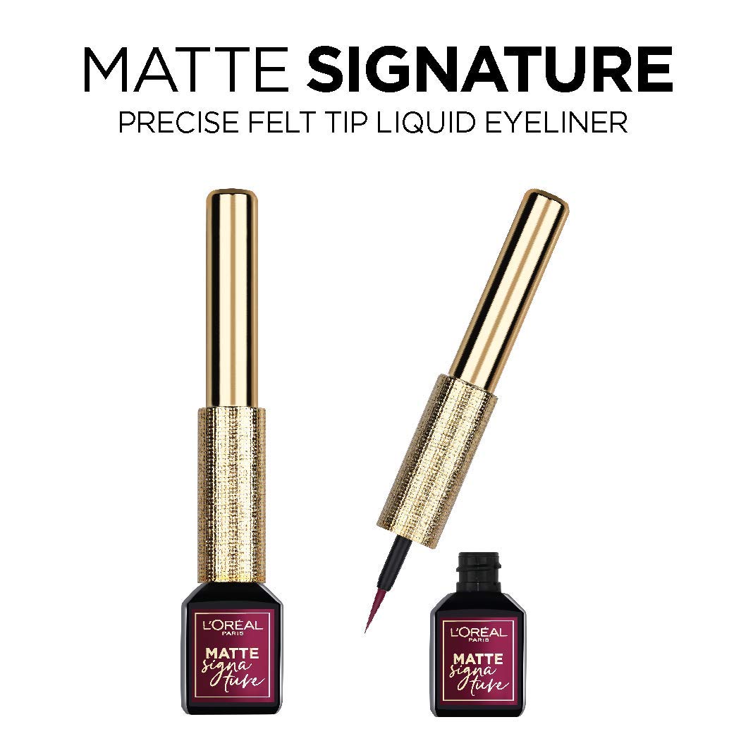 L’Oréal Paris Matte Signature Liquid dip-In Eyeliner, Ultra-Precise, Waterproof, Burgundy, 1.5 Milliliters