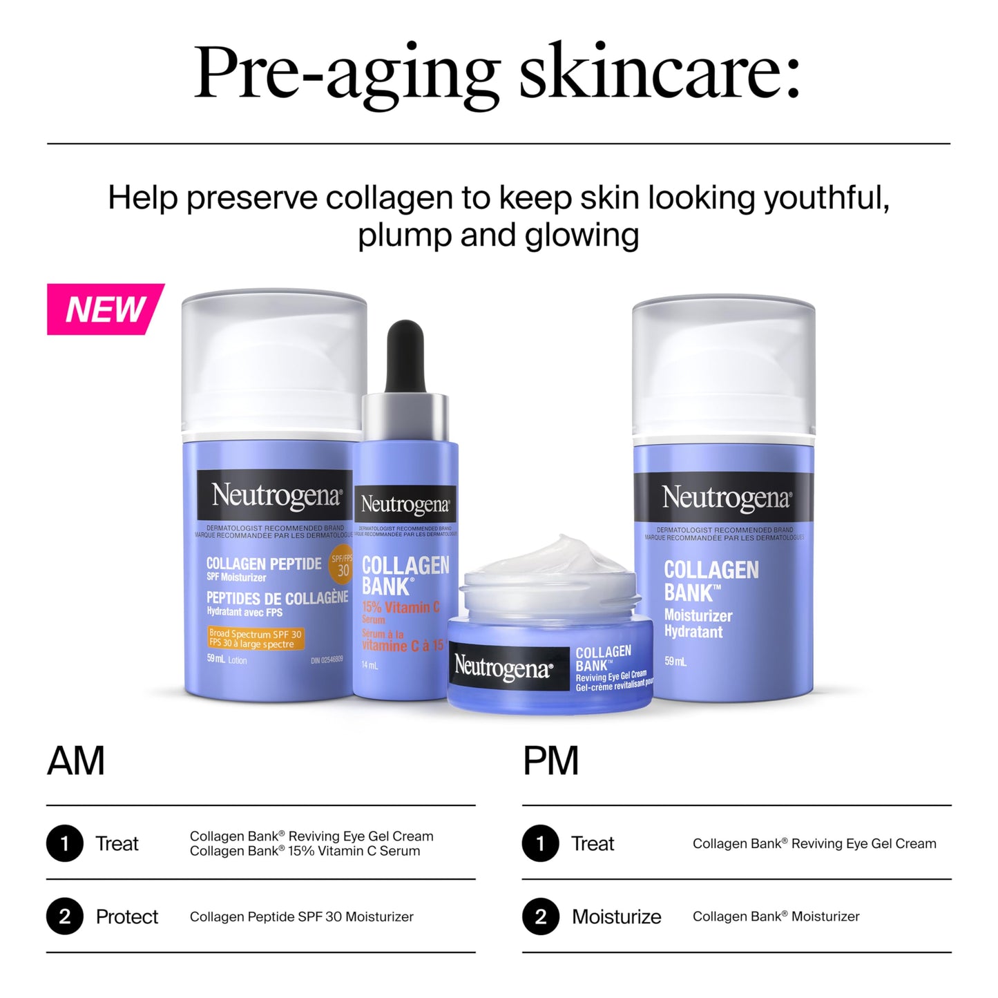 Neutrogena Collagen Bank Face Moisturizer, Daily Anti-Aging Neck Collagen Cream with Bakuchiol, Cream to Support Skin’s Natural Collagen for Visibly Plump Skin, 59 mL