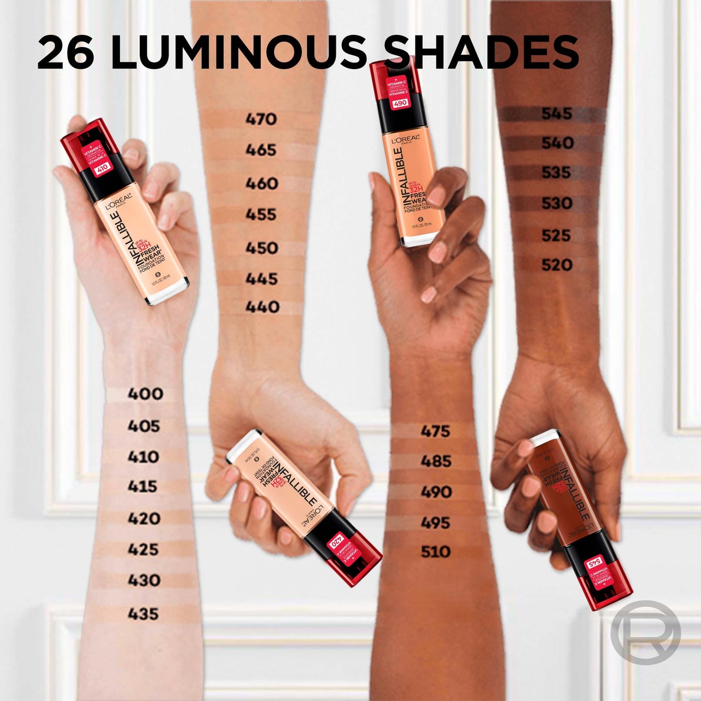 L’Oréal Paris Liquid Foundation, Full Coverage, Lasting Wear, With Vitamin C, Infallible Fresh Wear, Shade: 455 Natural Buff