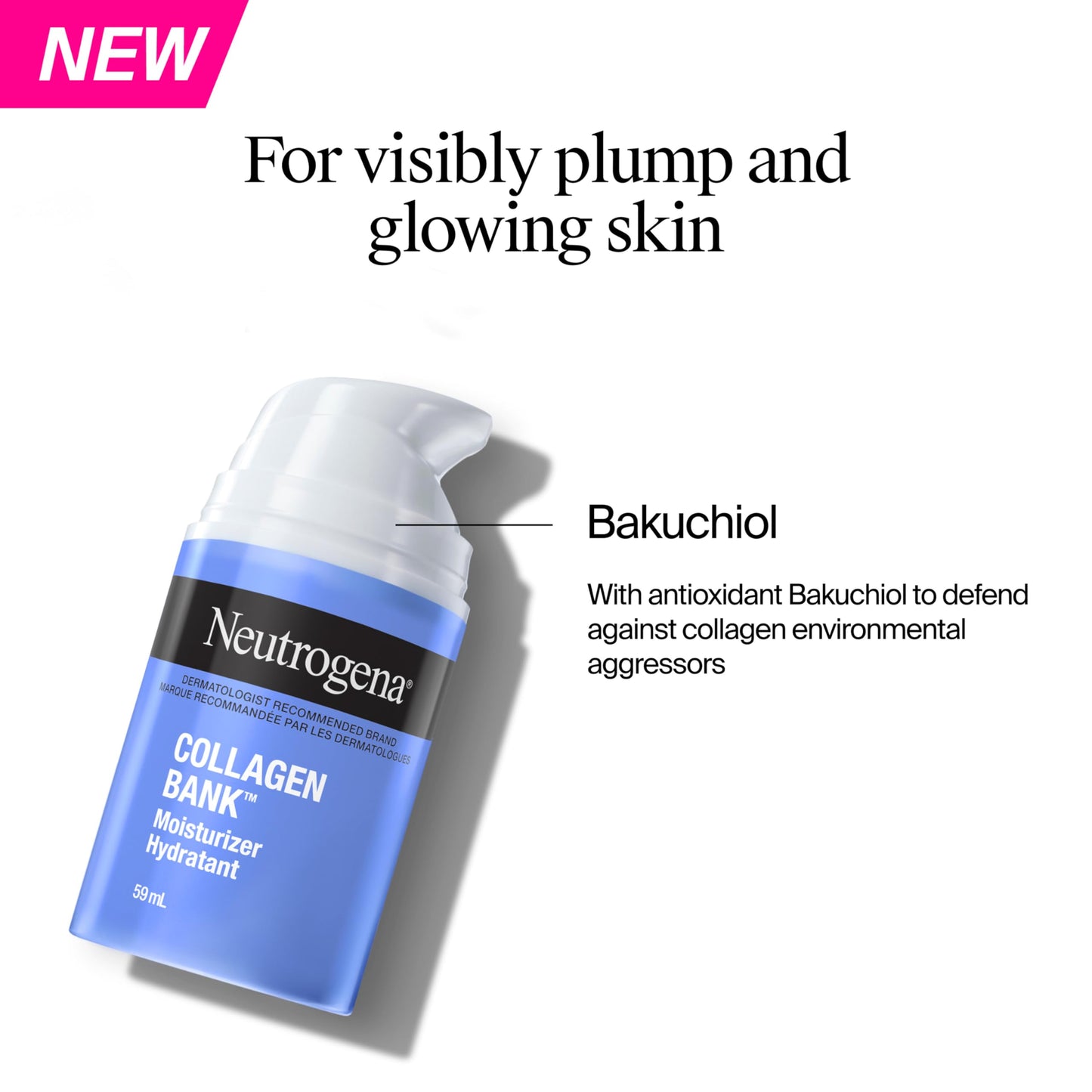 Neutrogena Collagen Bank Face Moisturizer, Daily Anti-Aging Neck Collagen Cream with Bakuchiol, Cream to Support Skin’s Natural Collagen for Visibly Plump Skin, 59 mL