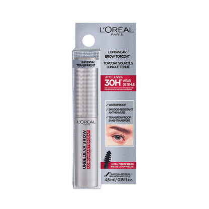 L’Oréal Paris Unbelieva-Brow Longwear Eyebrow Topcoat, Waterproof, Smudge-resistant, Transfer- Proof, Quick Drying, Easy and quick application with precise brush, Universal Transparent, 0.15 fl. oz.