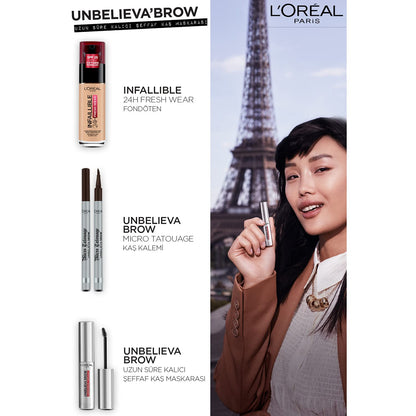 L’Oréal Paris Unbelieva-Brow Longwear Eyebrow Topcoat, Waterproof, Smudge-resistant, Transfer- Proof, Quick Drying, Easy and quick application with precise brush, Universal Transparent, 0.15 fl. oz.