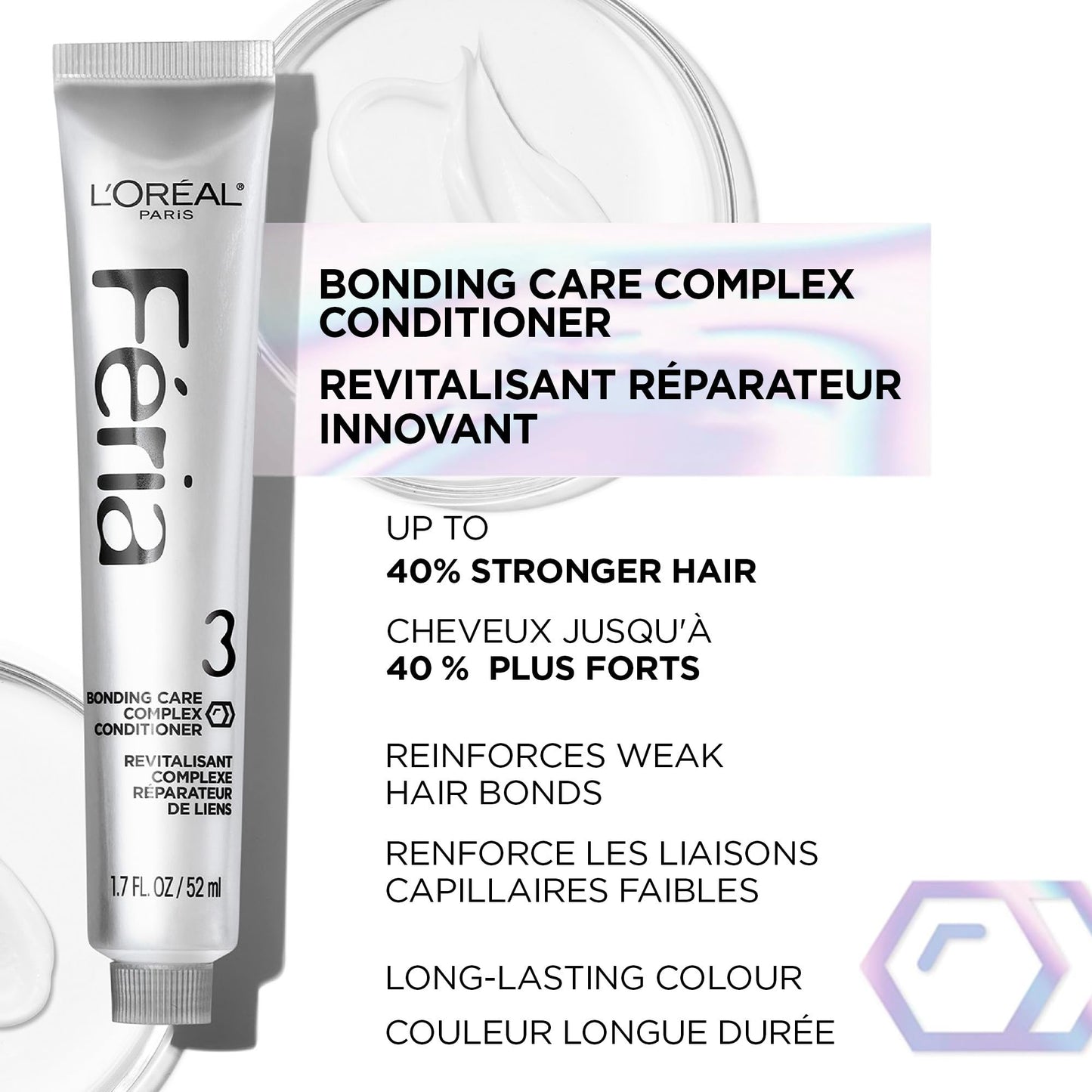 L’Oréal Paris Feria Multi-Faceted Shimmering Permanent Hair Color, V38 Intense Deep Violet, Long Lasting Hair Dye with Bonding Complex Conditioner and Color Booster - 1 kit (Packaging May Vary)