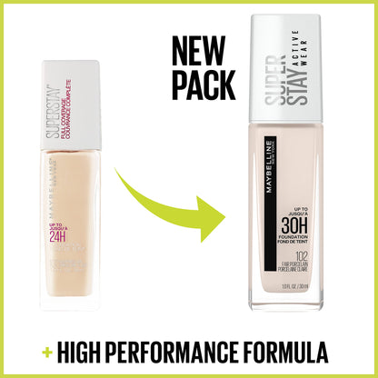 Maybelline Liquid Foundation, Full Coverage, Lightweight Feel, Waterproof, Sweatproof, Transfer-Resistant, Natural Matte Finish, Super Stay Active Wear, 30 ml, Shade: 220 Natural Beige