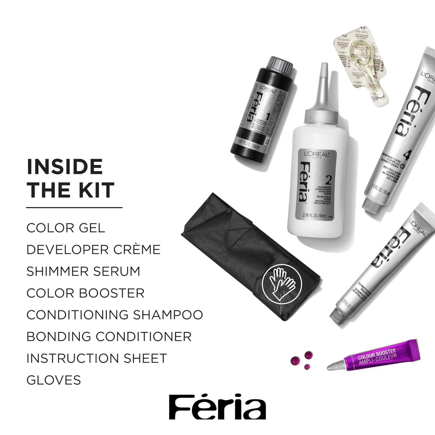 L’Oréal Paris Feria Multi-Faceted Shimmering Permanent Hair Color, V38 Intense Deep Violet, Long Lasting Hair Dye with Bonding Complex Conditioner and Color Booster - 1 kit (Packaging May Vary)