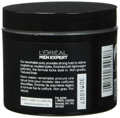 L'Oreal Paris Men Expert Messy Putty, Hair Paste For Men, Strong Hold, 110 G