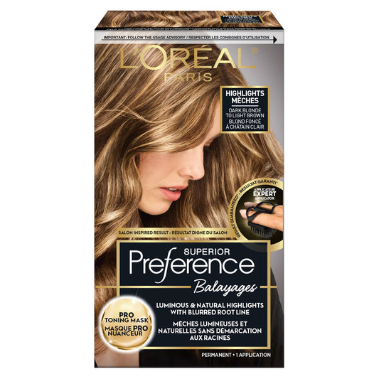 L'Oreal Paris Superior Preference Balayage Permanent Hair Color, Dark Blonde to Light Brown, Highlight Kit, Hair Dye, 1 EA