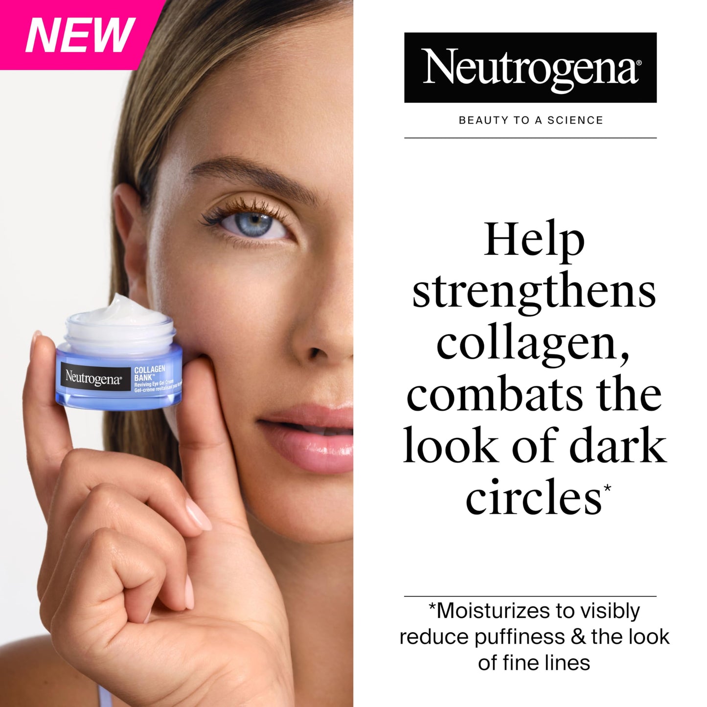 Neutrogena Collagen Bank Reviving Eye Gel Cream, Fragrance Free Under Eye Moisturizer Helps Preserve Collagen, Visibly Improves Dark Circles & Puffiness, Tone-Improving Niacinamide, 14 g