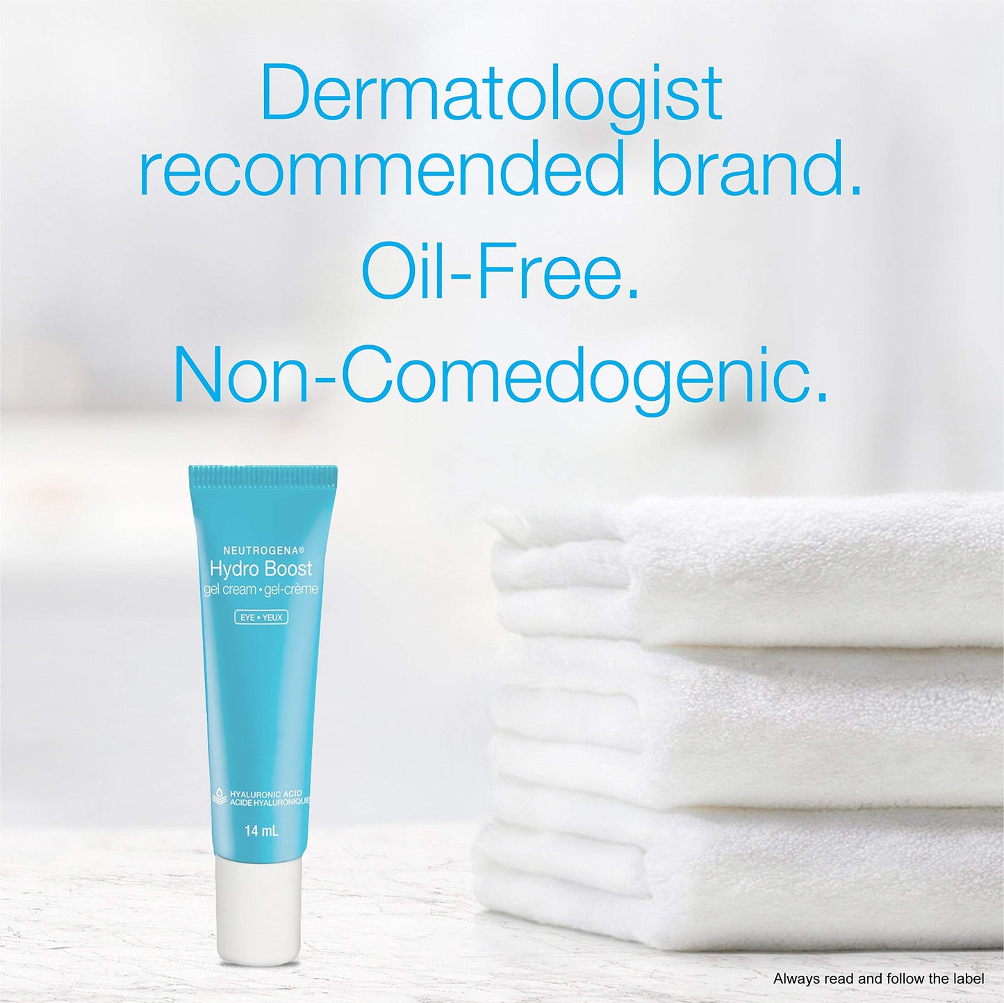 Neutrogena Hydro Boost Eye Cream, Under-Eye Moisturizer with Hyaluronic Acid, Fragrance Free and Non-Comedogenic, 14mL