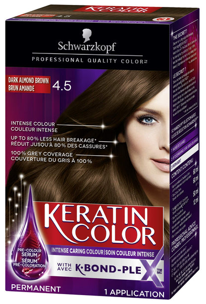 Schwarzkopf Keratin Color Sensational Browns, 4.5 Dark Almond Brown