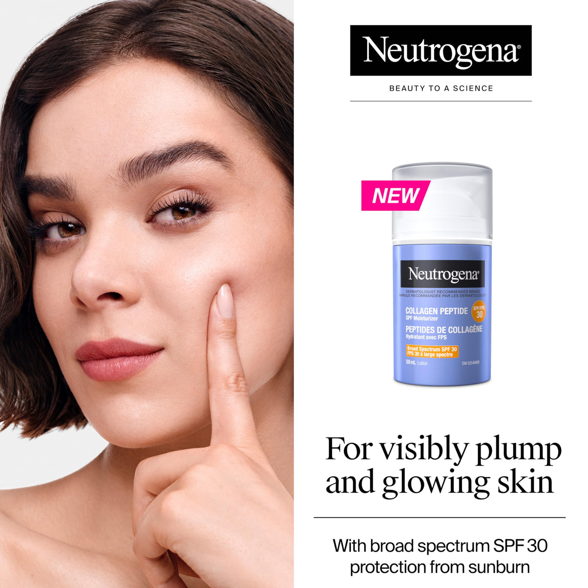 Neutrogena Collagen Peptide Moisturizer with SPF 30 Sunscreen, Daily Anti-Aging Face & Neck Collagen Peptide Cream with Micro-Peptides & SPF, 59 mL
