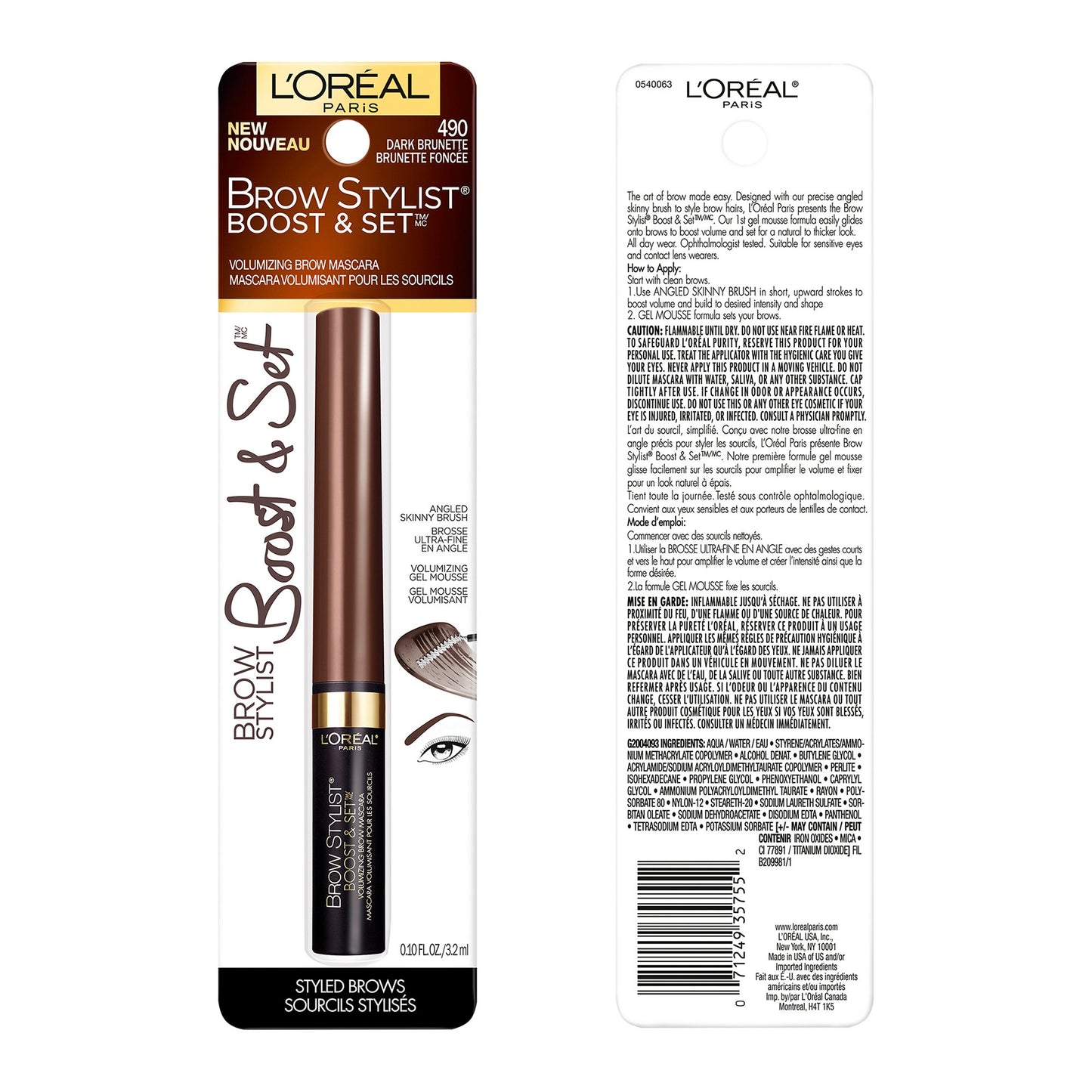 L'Oreal Paris Brow Stylist Boost & Set Brow Mascara Brow Gel